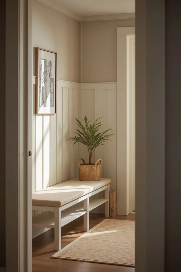 14. A Cushioned Bench and Soft Textiles