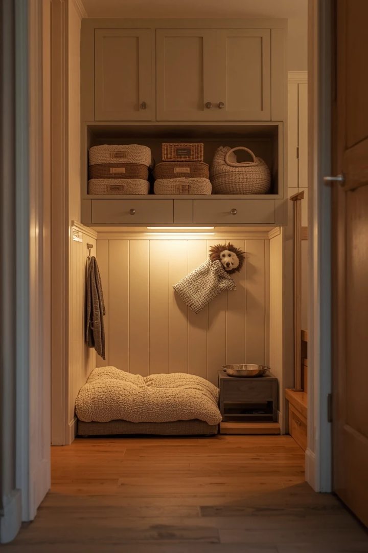 7. A Pet Bed and Feeding Nook