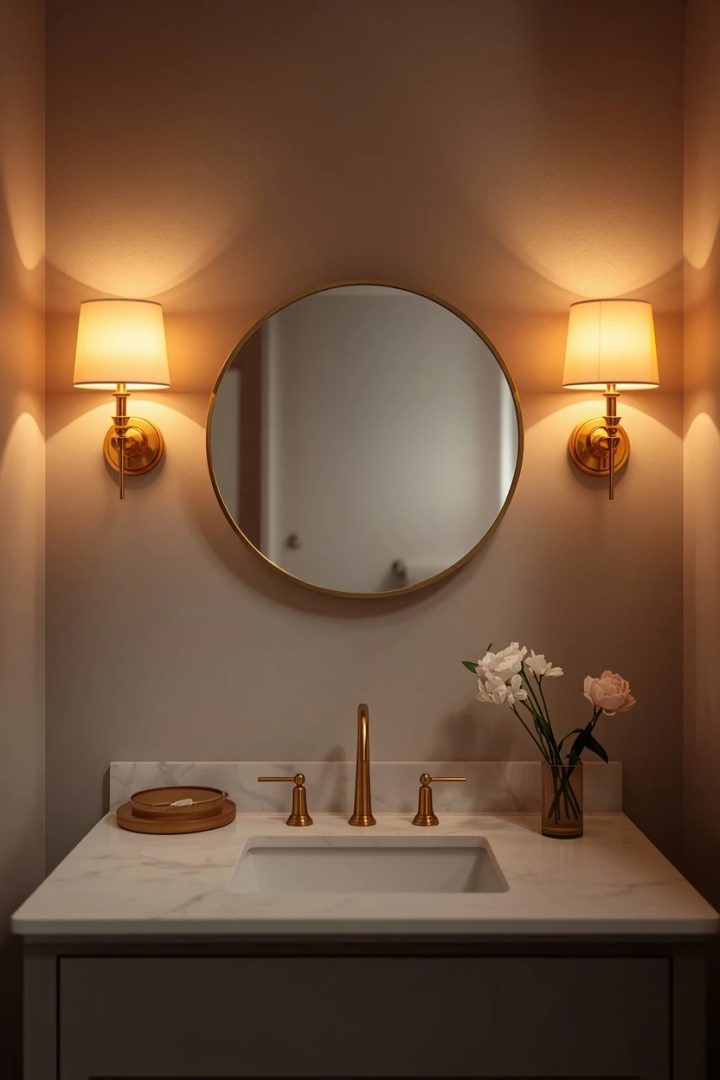 2. Mirror Sconces at Face Height