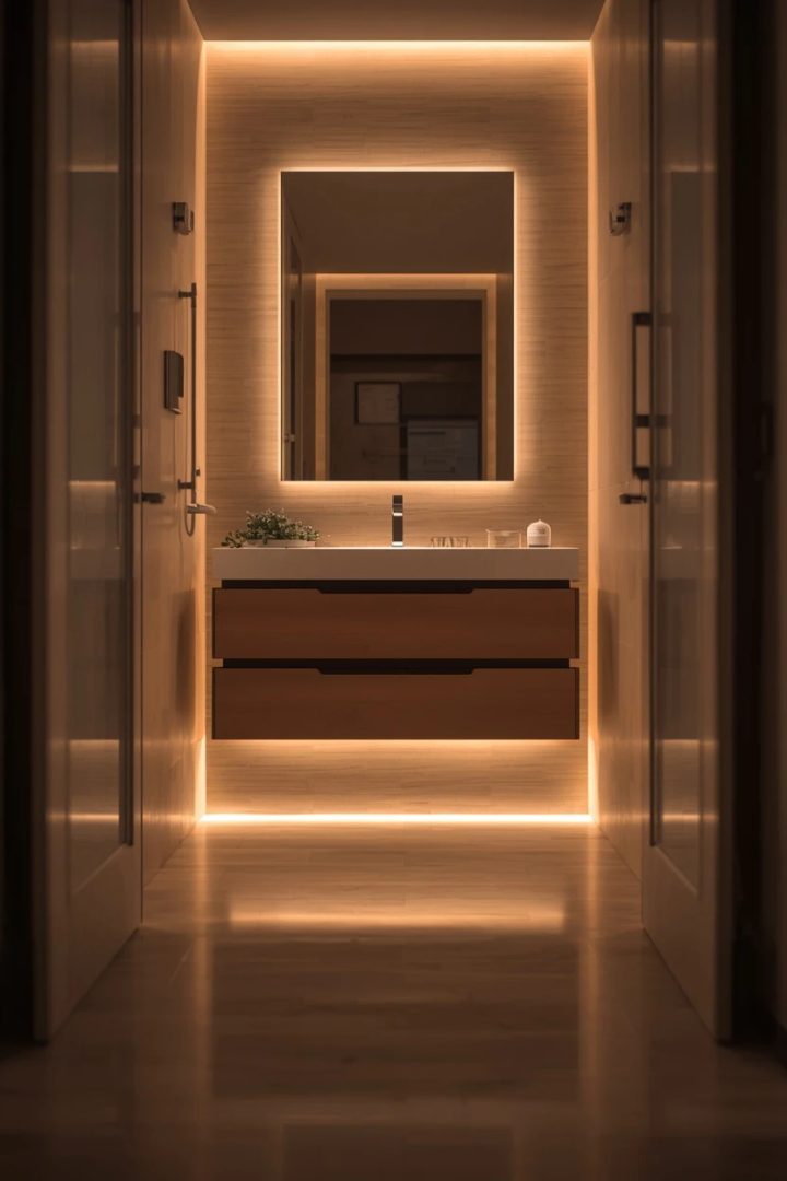 6. A Warm Under-Vanity LED Strip
