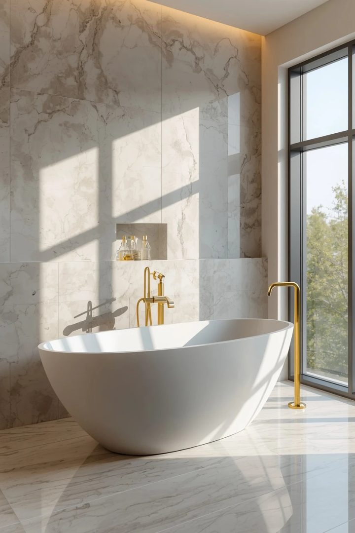 1. A Freestanding Soaking Tub as Centrepiece
