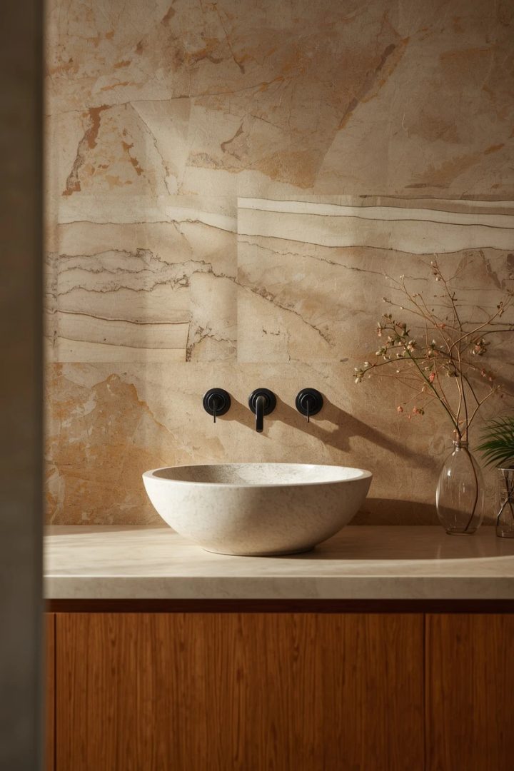 9. A Natural Stone Backsplash
