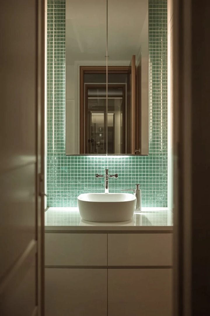 11. A Glass Tile Backsplash