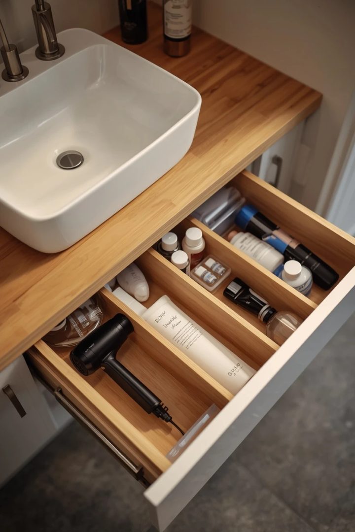 2. A Vanity with Deep Drawers