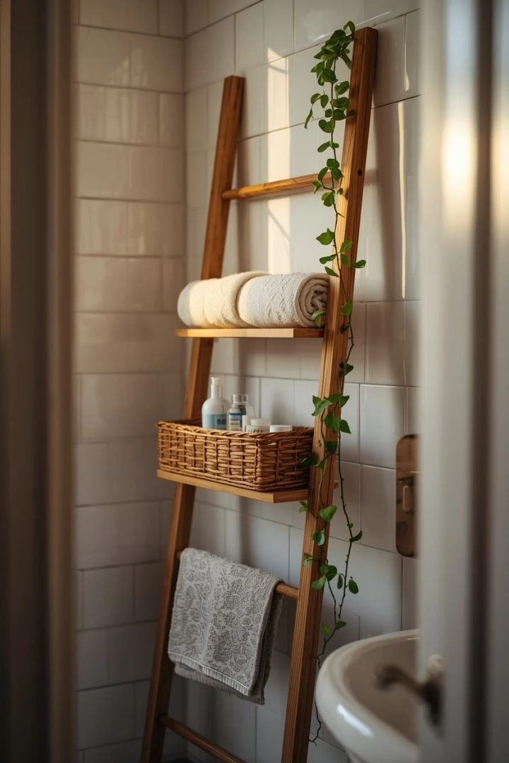 8. A Ladder Shelf for Towels