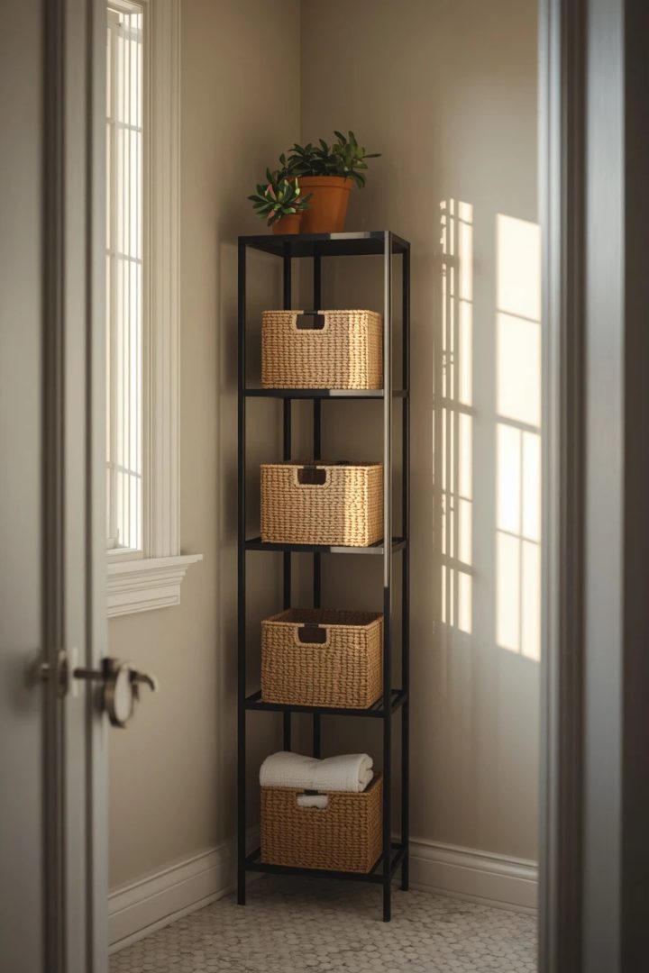 12. A Slim Corner Shelf Unit