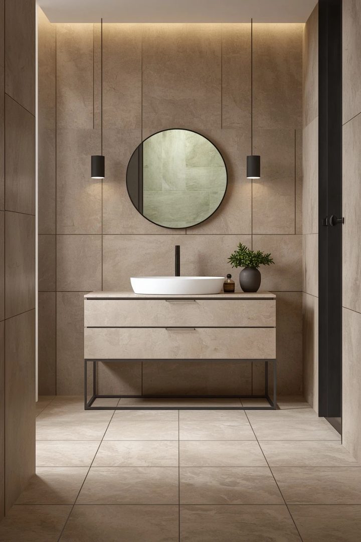 2. Large-Format Porcelain Tile