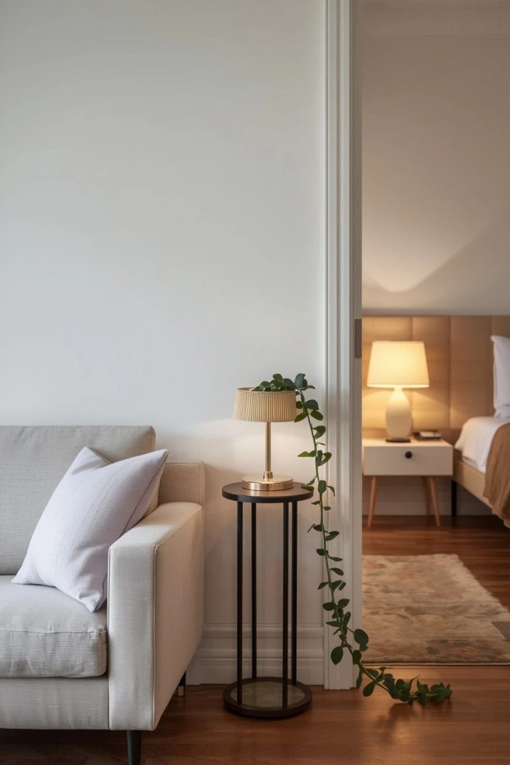 2. Sofa-and-Console Pairing as a Subtle Room Divider