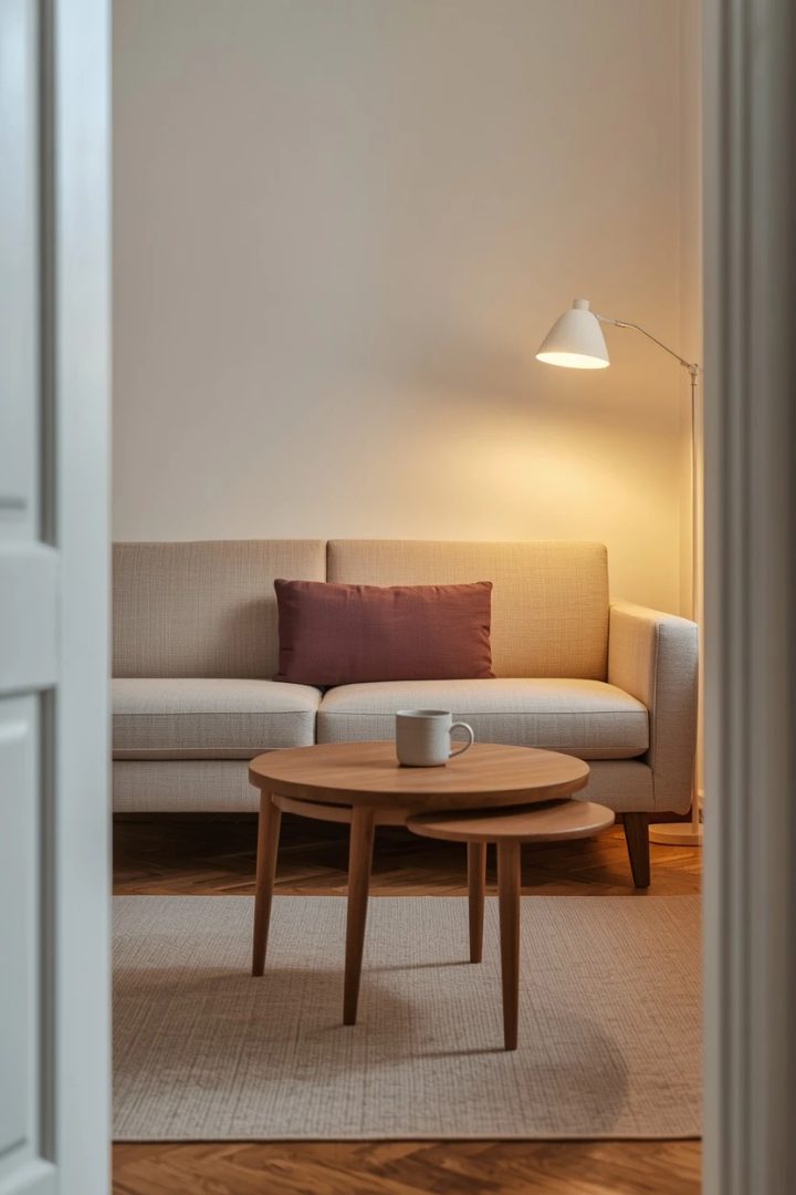 5. Armless Loveseat and Nesting Table for a Small Apartment Living Room