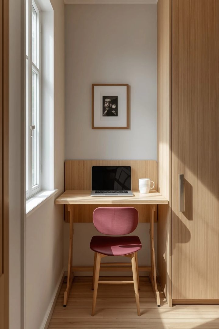 7. Fold-Down Wall Desk Doubling as a Console Table