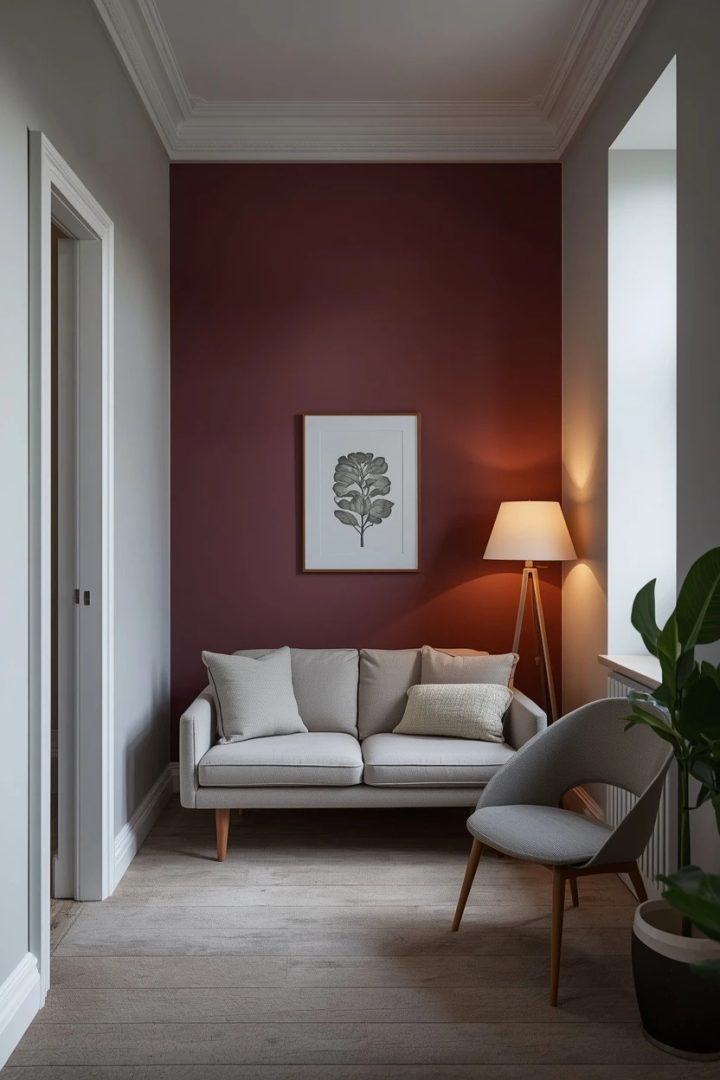 9. Light-Washed Palette with One Saturated Accent Wall