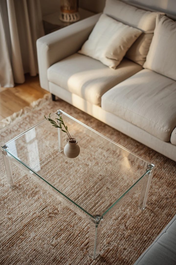 11. Transparent Acrylic Furniture for Visual Breathing Room