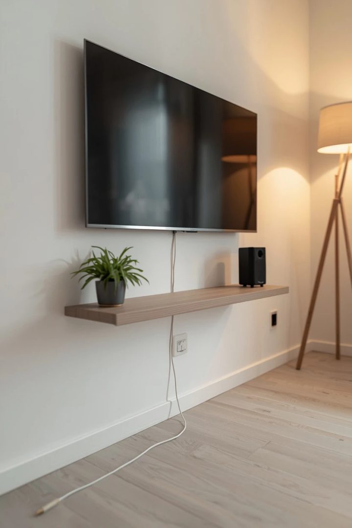 15. Wall-Mounted TV to Open Up a Small Apartment Living Room