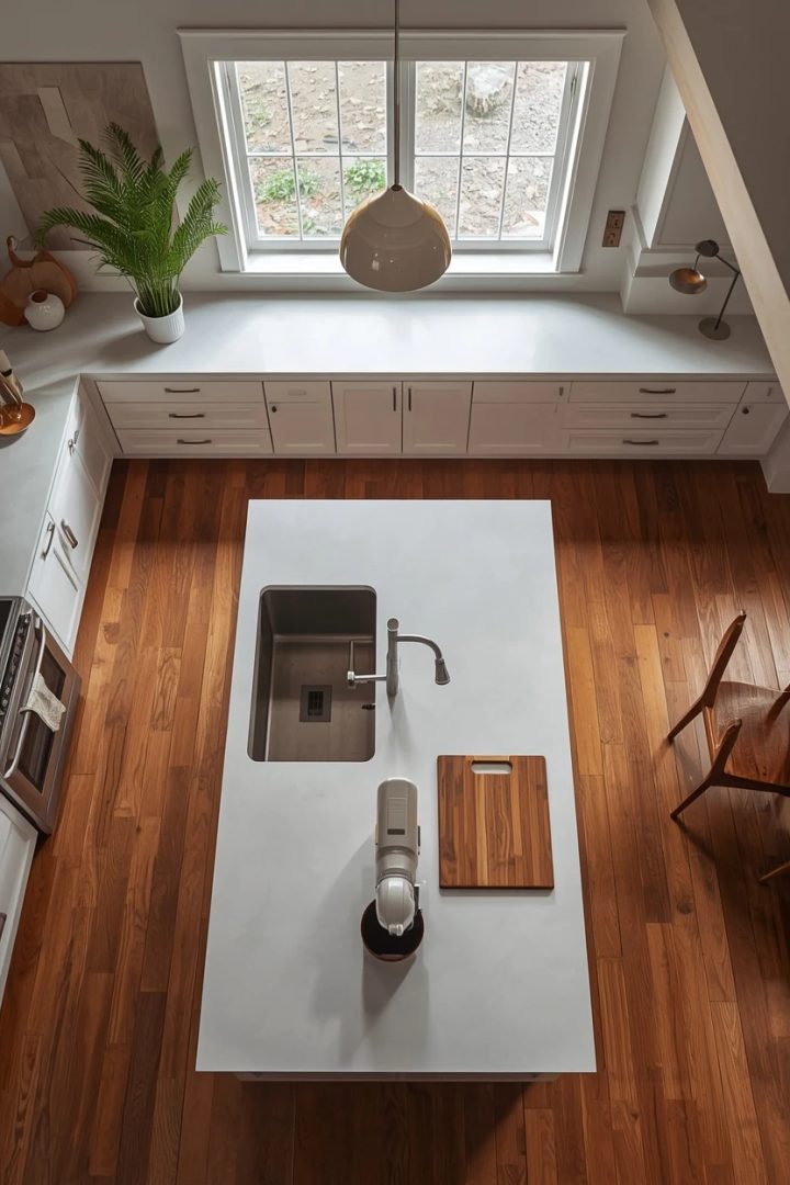 14. T-Shape Island for Multi-Cook Kitchen Plans