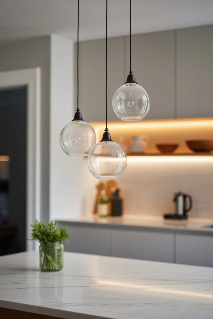2. Clustered Glass Globe Pendants in a Row