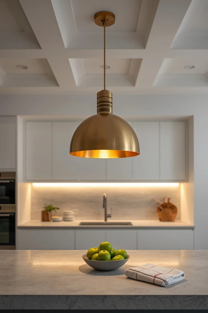 13. Recessed Cans Paired with One Statement Ceiling Piece
