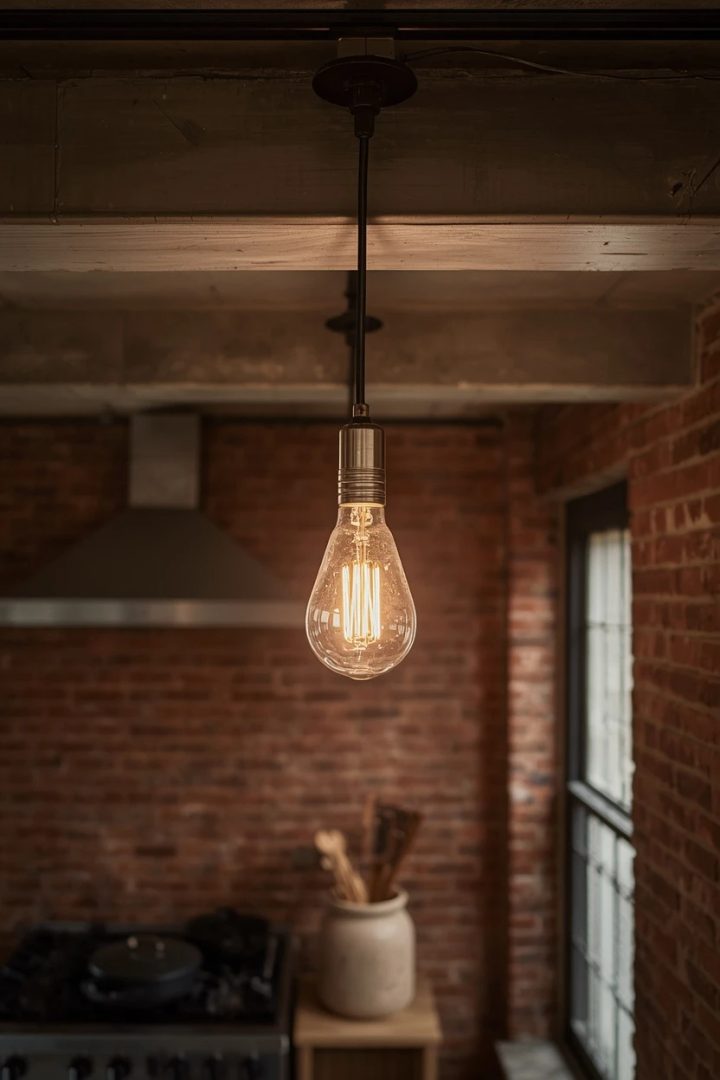 9. Industrial Exposed Track with Vintage-Style Bulbs