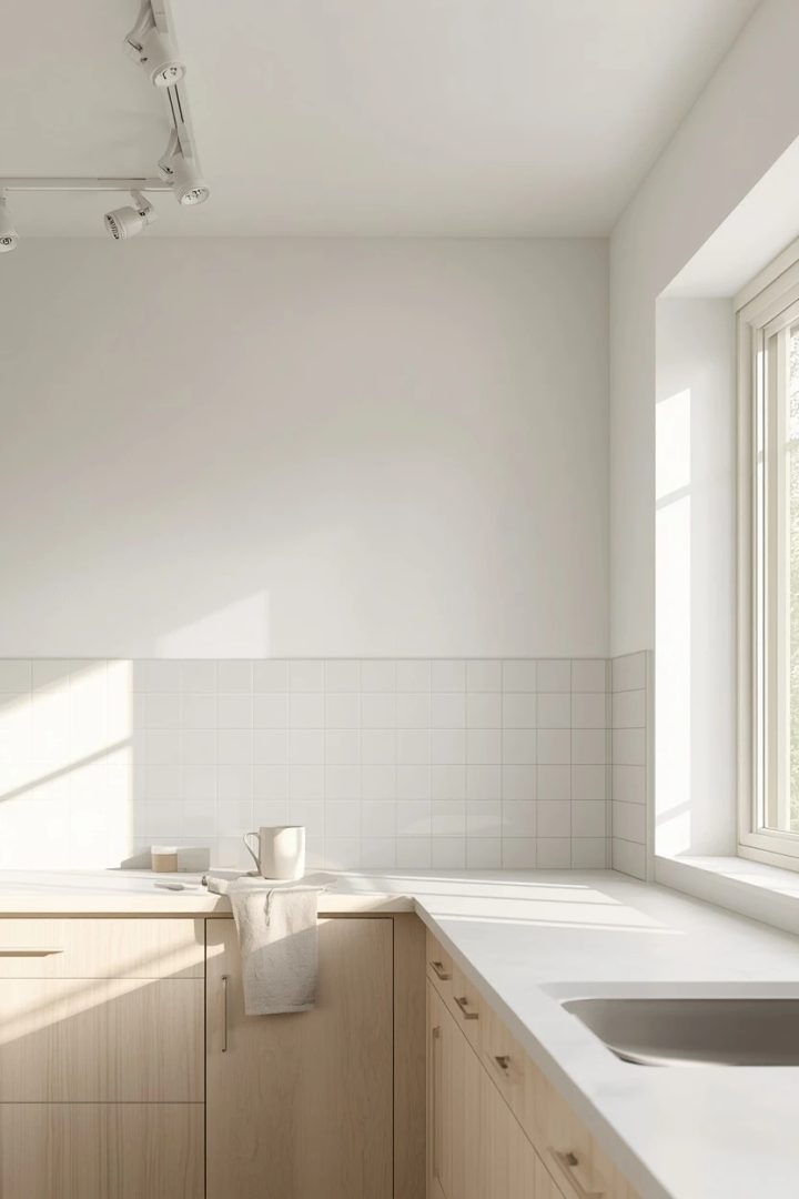 12. White-on-White Track for a Scandinavian Cooking Space