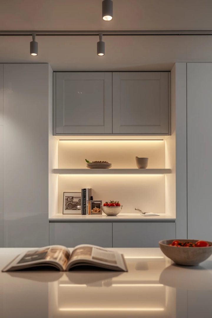 13. Ceiling Track Combined with Under-Cabinet LED Strips