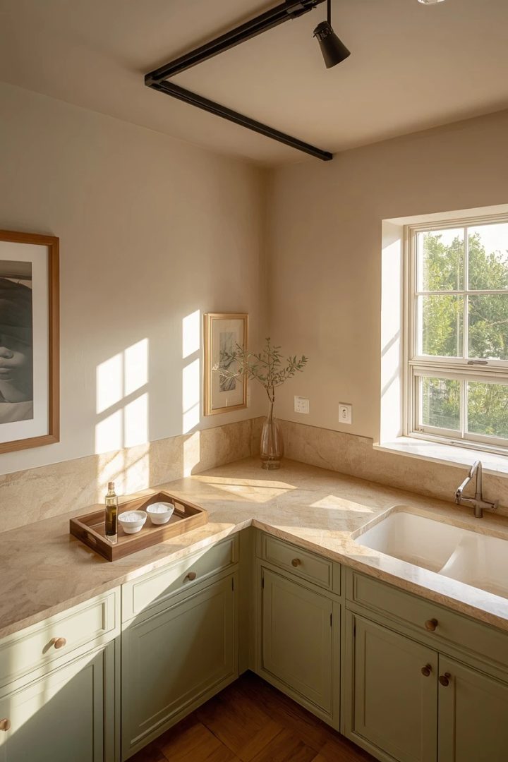 14. Angled Track Layout Designed for an L-Shaped Kitchen