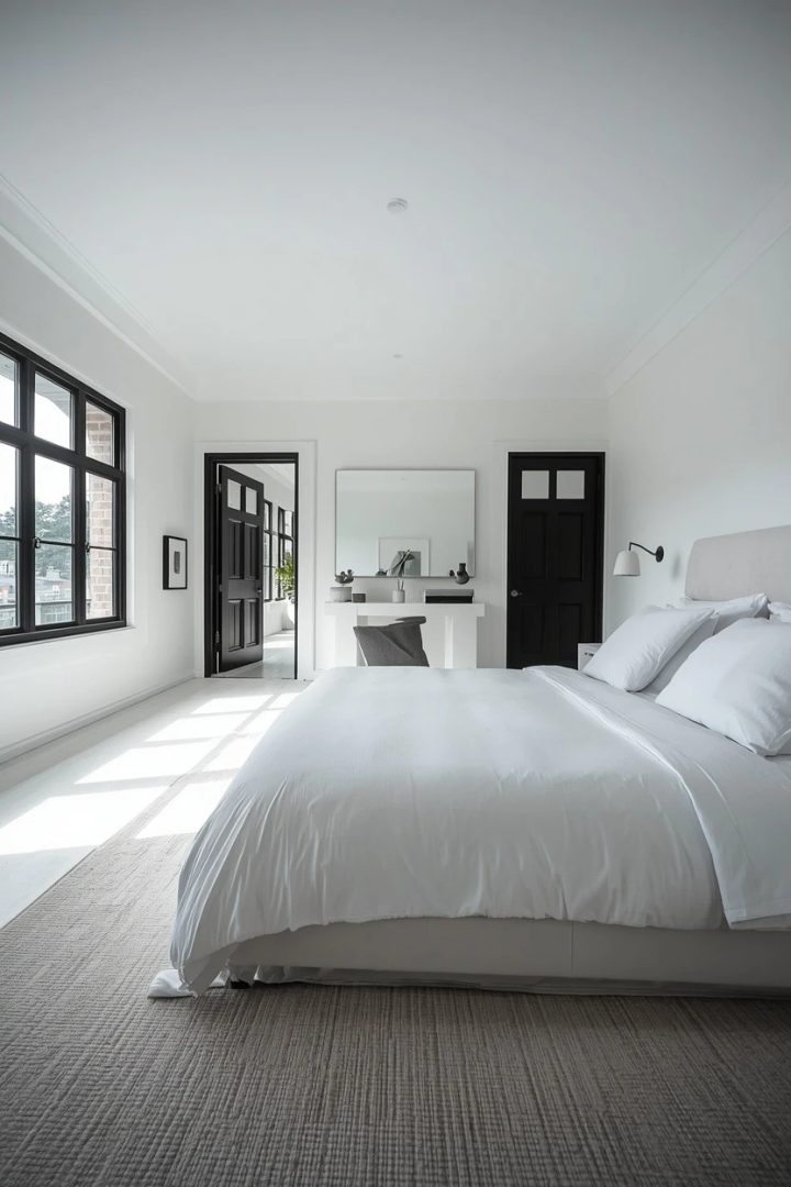 9. White Walls with Black Window Frames