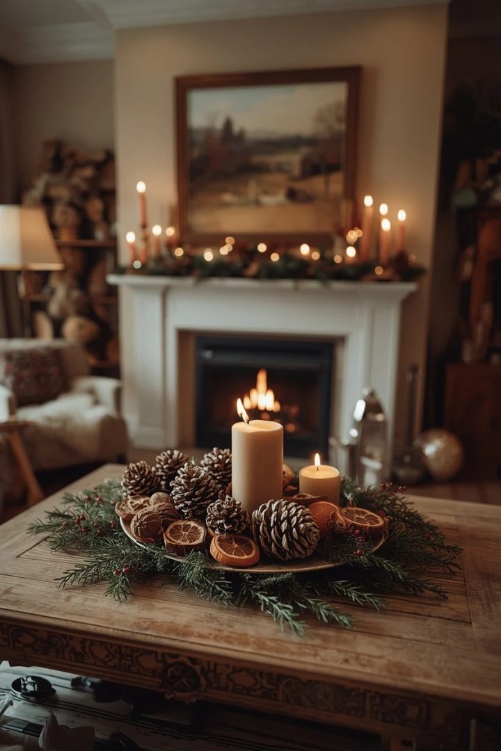 7. A Natural Rustic Mantel