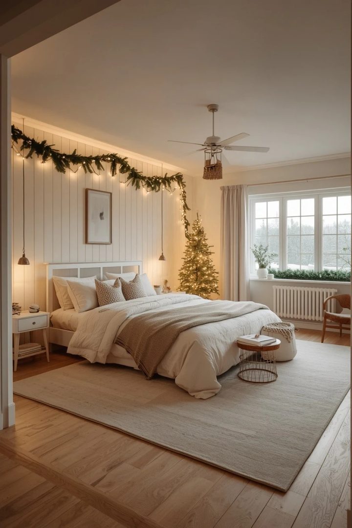7. A Neutral Scandi Holiday bedroom