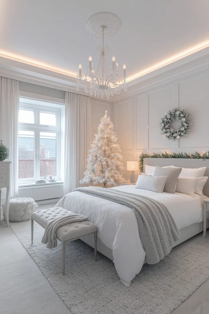 9. A Flocked Winter-White Bedroom