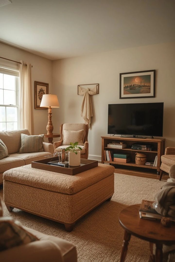 11. A Storage Ottoman Instead of a Coffee Table