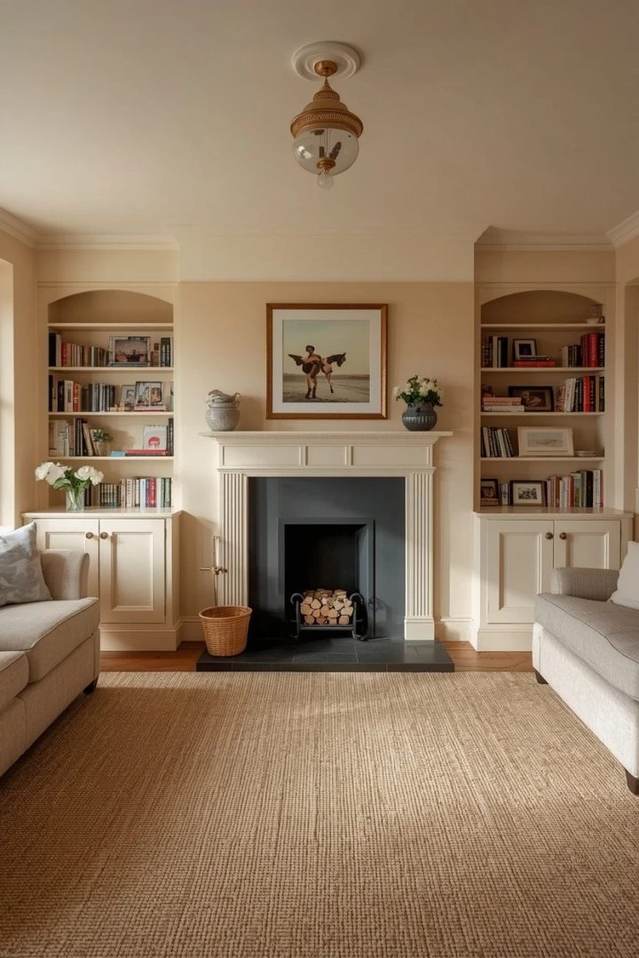 4. Built-In Storage Around the Chimney