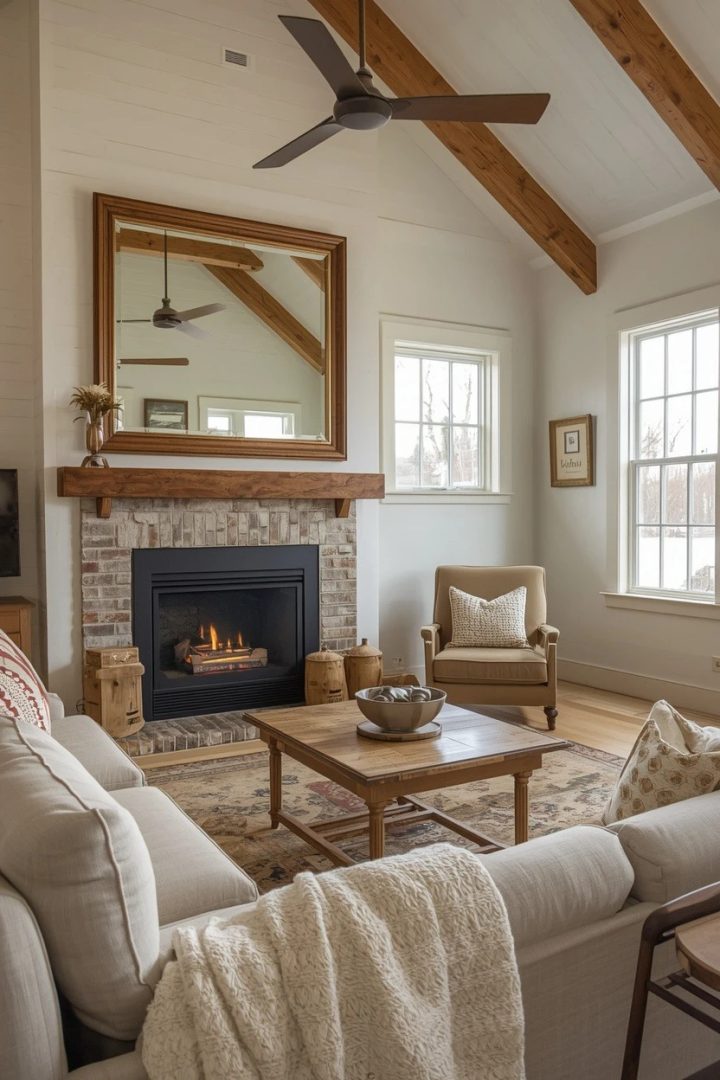 9. A Large Mirror in a Rustic Frame
