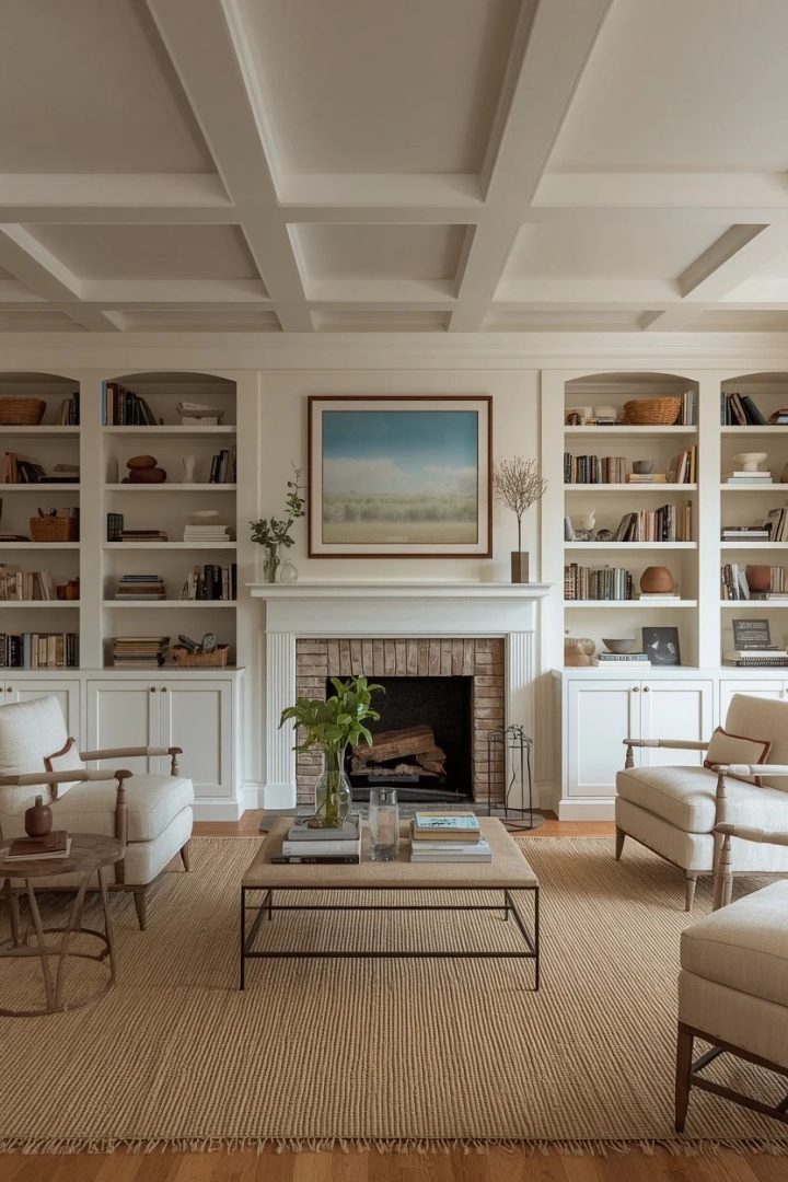11. Built-In Shelving Around the Fireplace