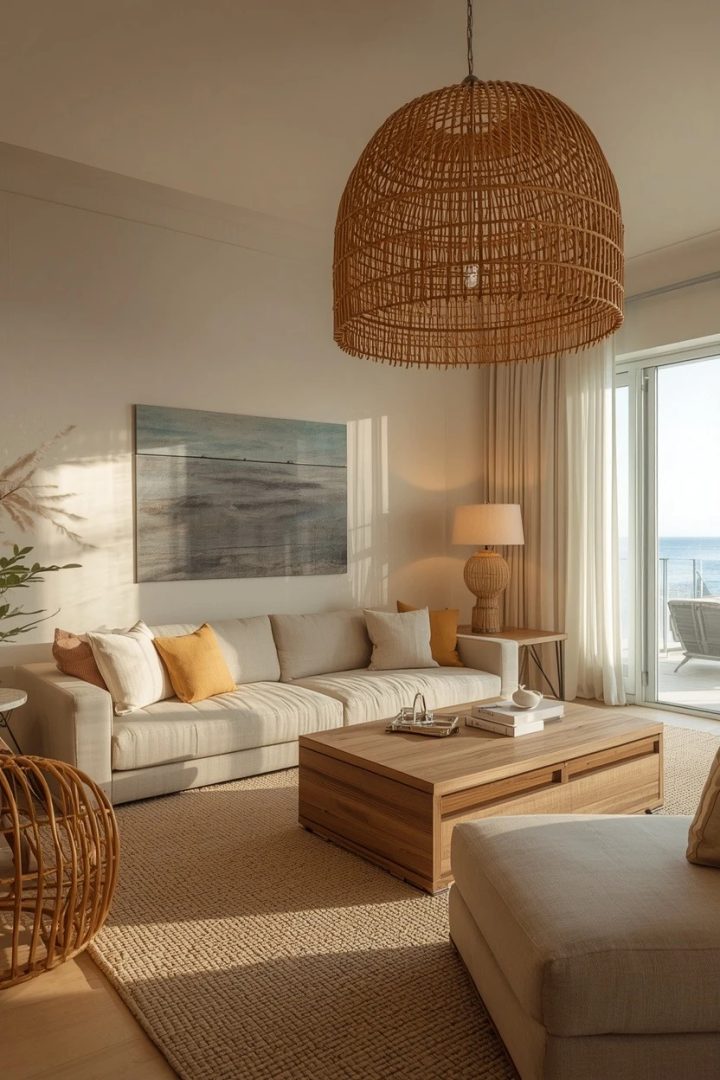 12. Layered Lighting With Woven Shades