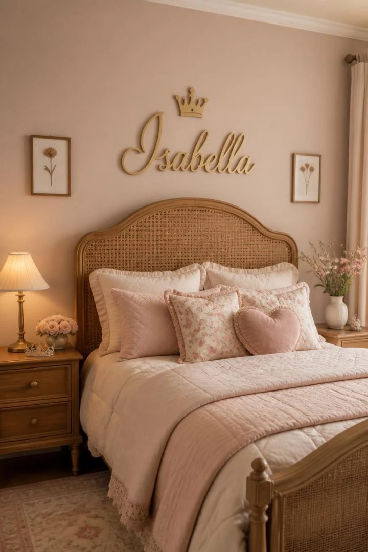 13. Personalised Name Art for a Princess Bedroom She Won't Outgrow