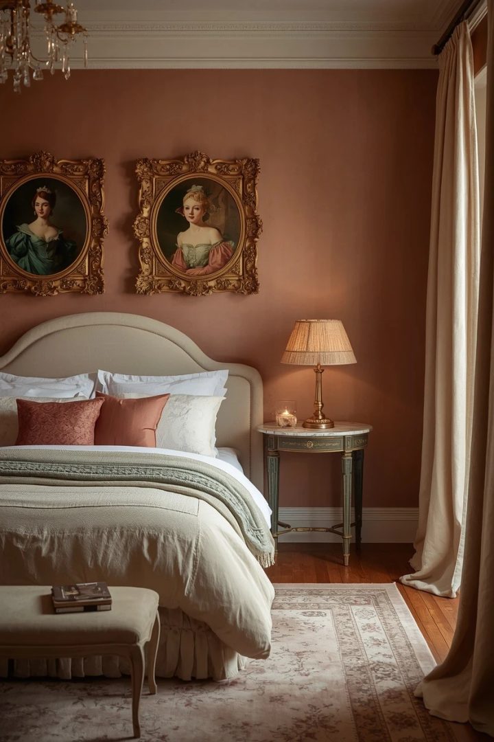 9. Vintage Fairytale Portrait Room in Deep Rose and Cream
