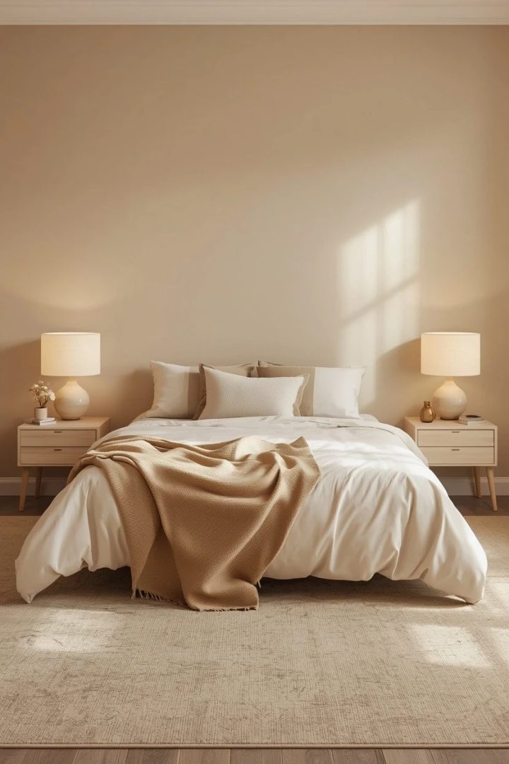 7. A Tonal Beige Neutral Bedroom Built on Layered Bedding