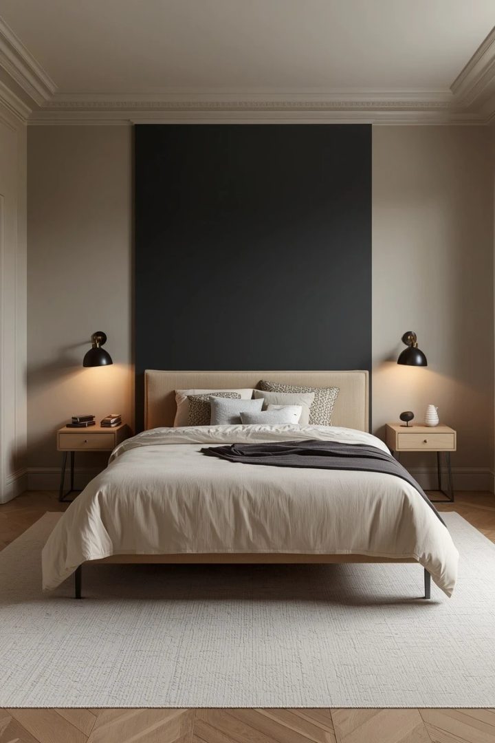 10. Griege Room With One Deep Charcoal Accent Wall