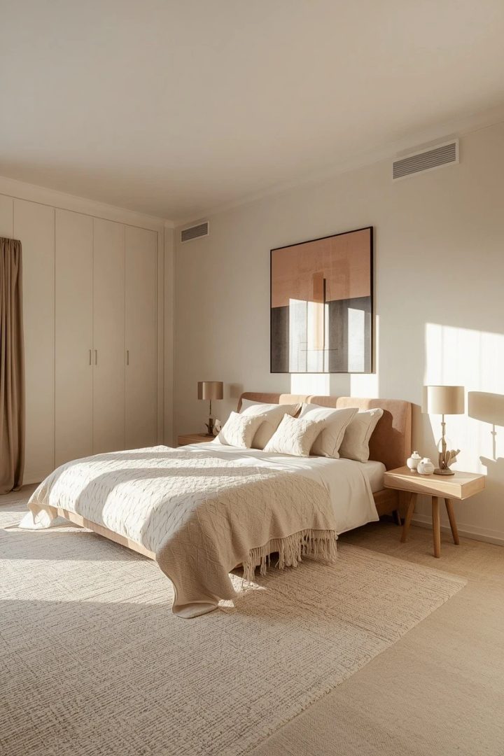 15. Neutral Bedroom Ideas for a Calm Minimalist Primary Suite
