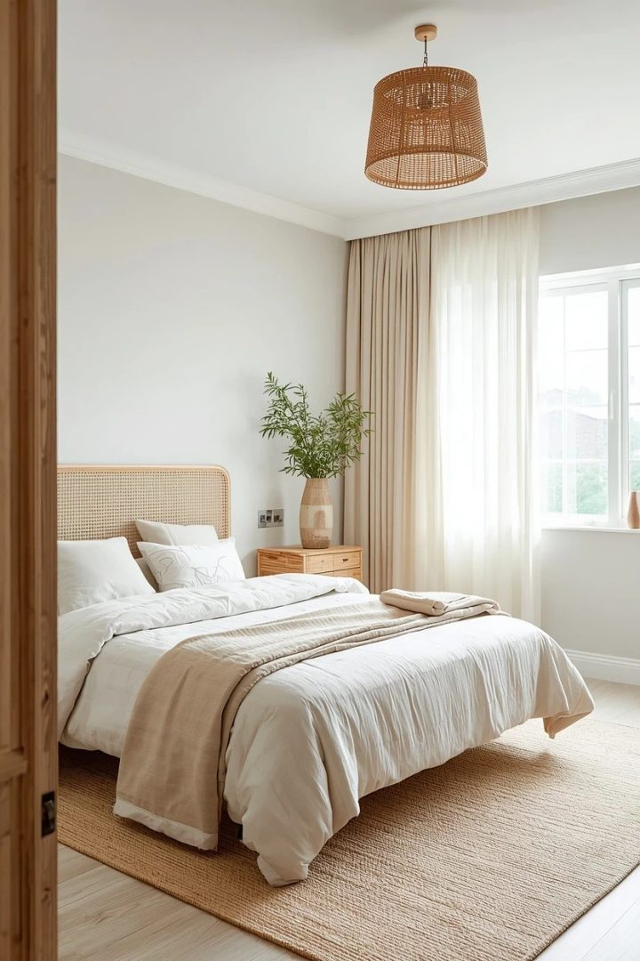 9. Linen-and-Rattan Room for Relaxed Coastal Neutrals