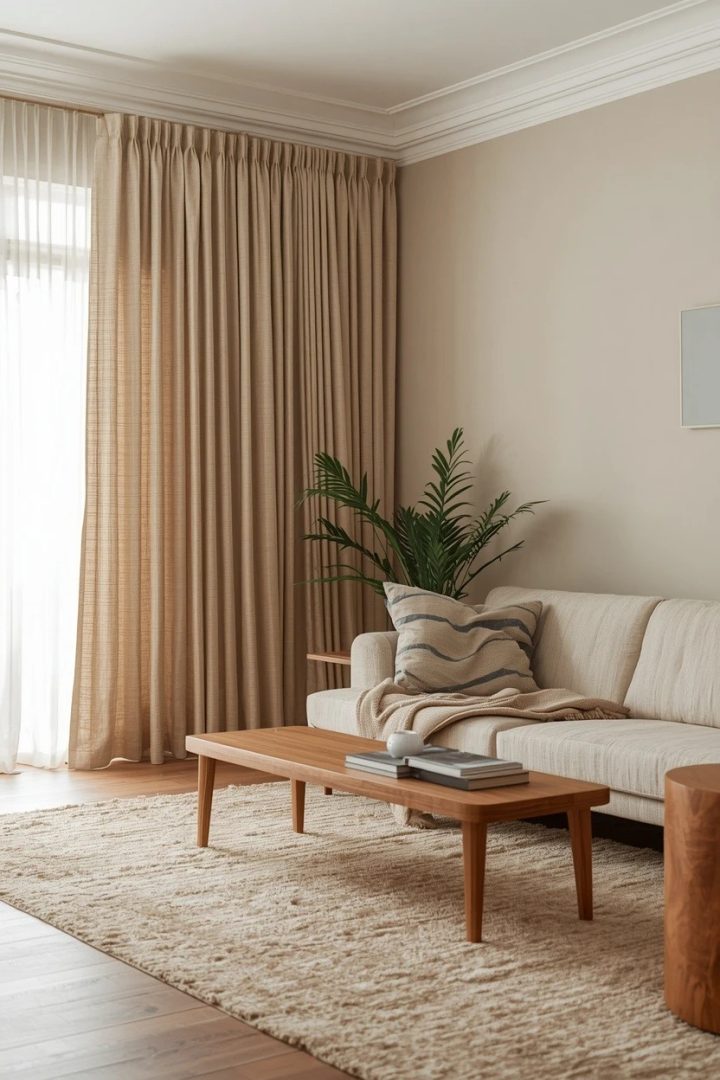 1. Floor-Sweeping Linen Living Room Curtains for a Bright Open Look