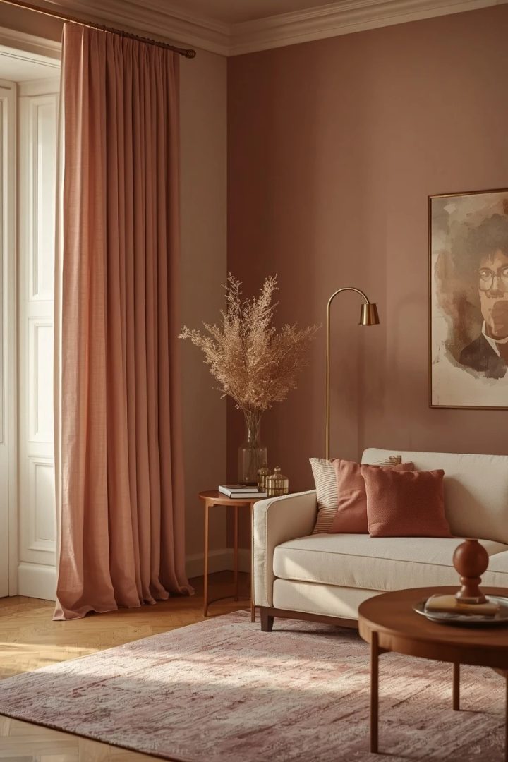 10. Soft Blush Curtains for a Warm, Gentle Scheme