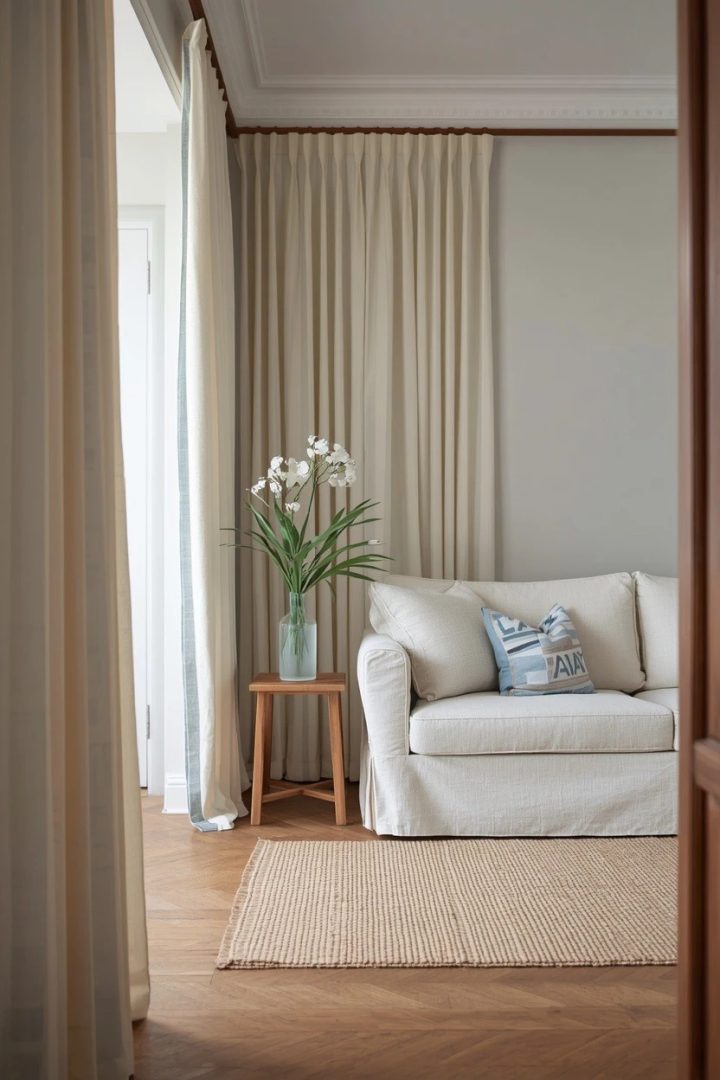 12. Striped Curtains for a Fresh Coastal Living Room