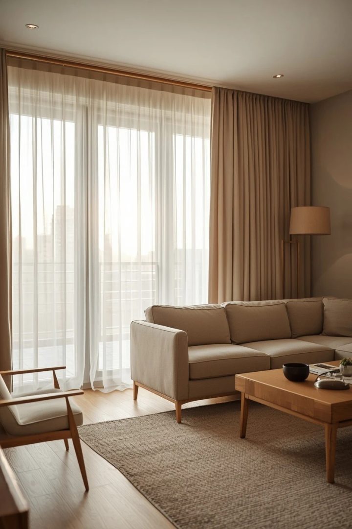 1. Two-Layer Dressing: Living Room Drapes and Curtains Ideas for Real Drama