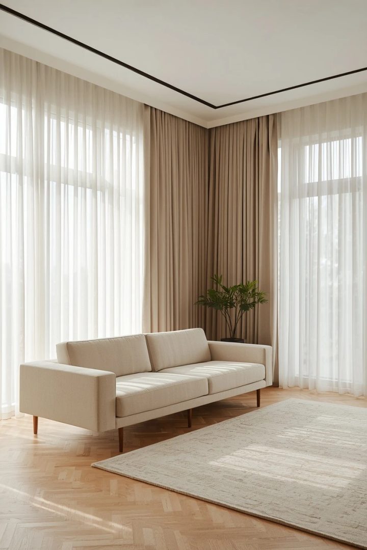 8. Living Room Drapes and Curtains Ideas for Floor-to-Ceiling Windows