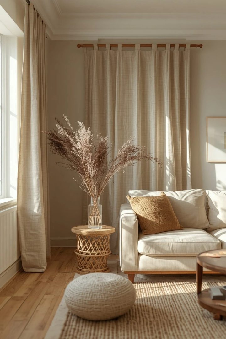 9. Tab-Top Linen Panels for a Relaxed Casual Room