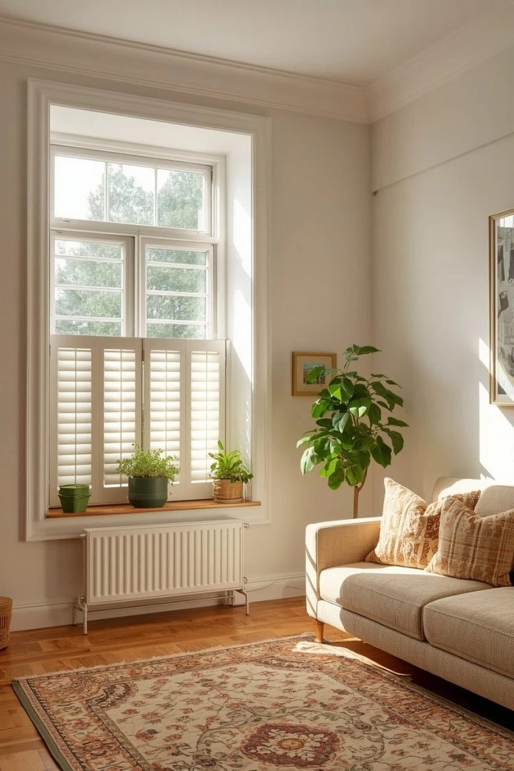 5. Café-Style Half Shutters for Privacy Without Gloom