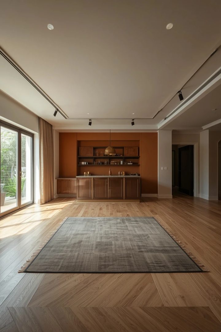 lounge bar decorating ideas zoning the bar with a rug and a pendant light