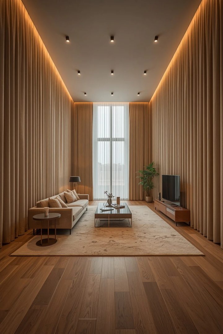 floor-to-ceiling living room curtains adding height