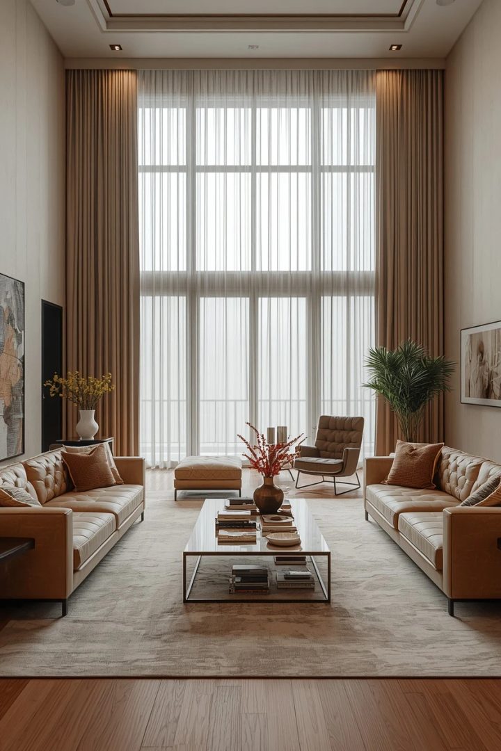 complete living room drapes and curtains scheme pulled together