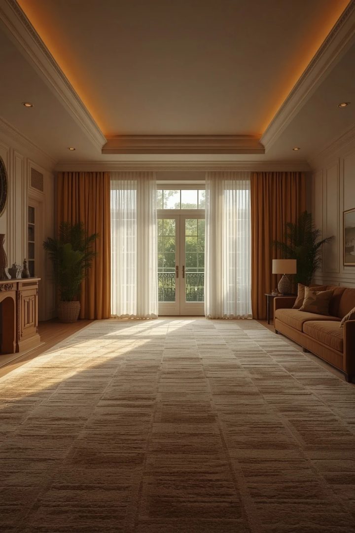 living room drapes ideas with full-length drapes for softness and warmth